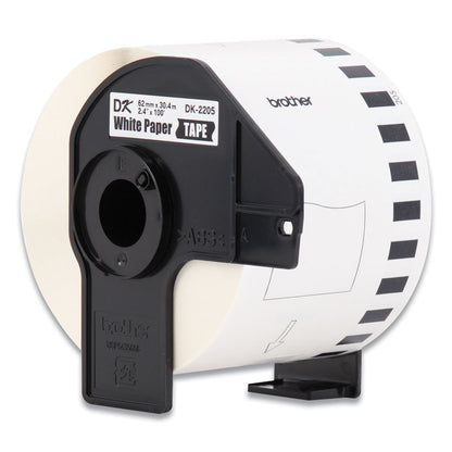 Continuous Paper Label Tape, 2.4" x 100 ft, White, 3 Rolls/Pack