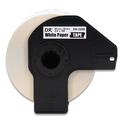 Continuous Paper Label Tape, 2.4" x 100 ft, White, 3 Rolls/Pack