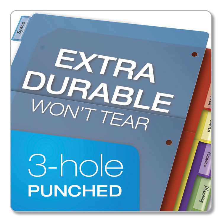 Poly 1-Pocket Index Dividers, 8-Tab, 11 x 8.5, Assorted