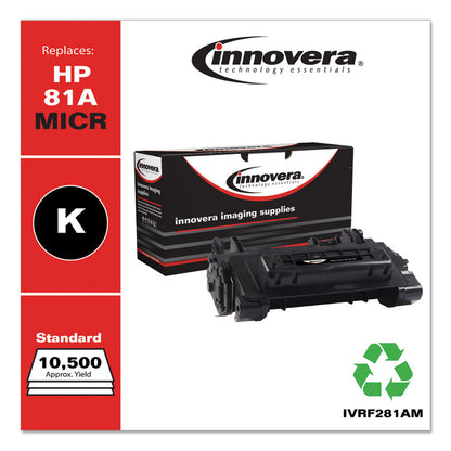 Remanufactured Black MICR Toner, Replacement for 81AM (CF281AM), 10,500 Page-Yield
