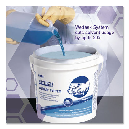 Power Clean Wipers for Disinfectants, Sanitizers,Solvents WetTask Customizable Wet Wipe System, 140/Roll, 6 Rolls/1 Bucket/CT