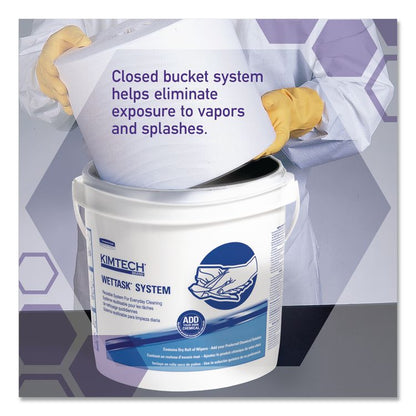 Power Clean Wipers for Disinfectants, Sanitizers,Solvents WetTask Customizable Wet Wipe System, 140/Roll, 6 Rolls/1 Bucket/CT