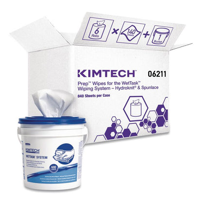 Power Clean Wipers for Disinfectants, Sanitizers,Solvents WetTask Customizable Wet Wipe System, 140/Roll, 6 Rolls/1 Bucket/CT