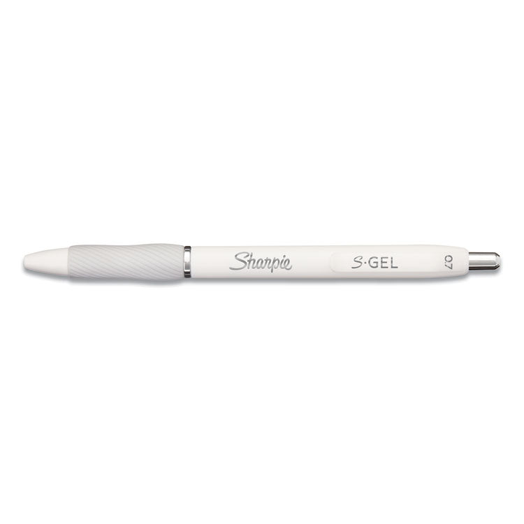 S-Gel Fashion Barrel Gel Pen, Retractable, Medium 0.7 mm, Black Ink, Pearl White Barrel, Dozen