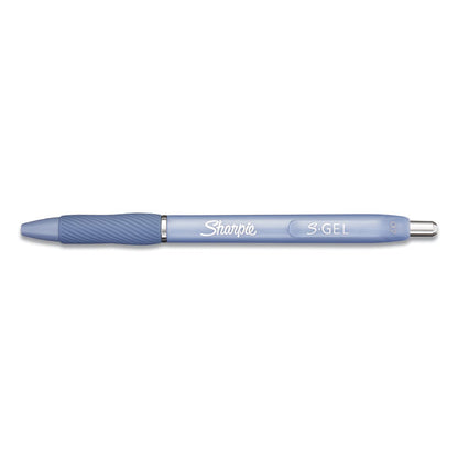 S-Gel Fashion Barrel Gel Pen, Retractable, Medium 0.7 mm, Black Ink, Frost Blue Barrel, Dozen