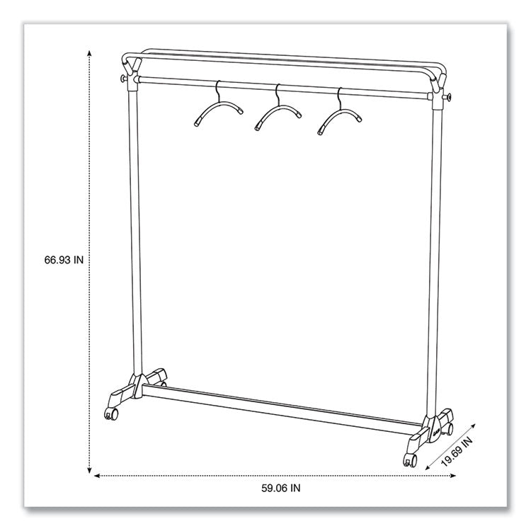 Large Capacity Garment Rack, 63.5w x 21.25d x 67.5h, Black/Silver