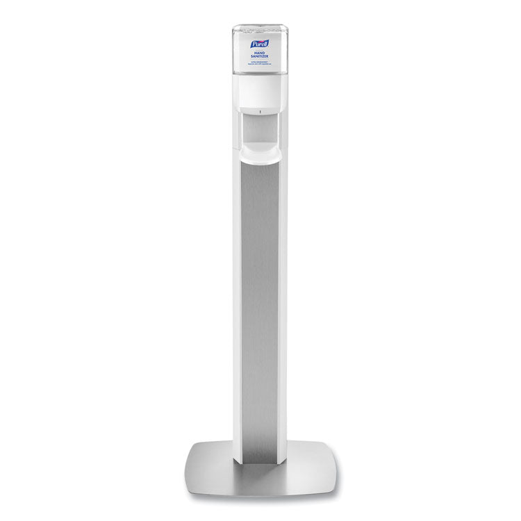 MESSENGER ES8 Silver Panel Floor Stand with Dispenser, 1,200 mL, 16.75 x 6 x 40, Silver/White