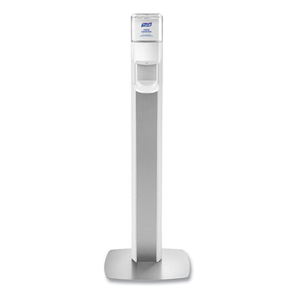 MESSENGER ES8 Silver Panel Floor Stand with Dispenser, 1,200 mL, 16.75 x 6 x 40, Silver/White