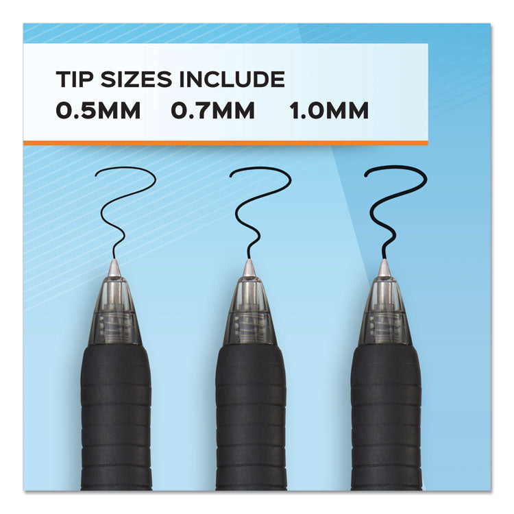 Profile Gel Pen, Retractable, Bold 1 mm, Black Ink, Translucent Black Barrel, Dozen