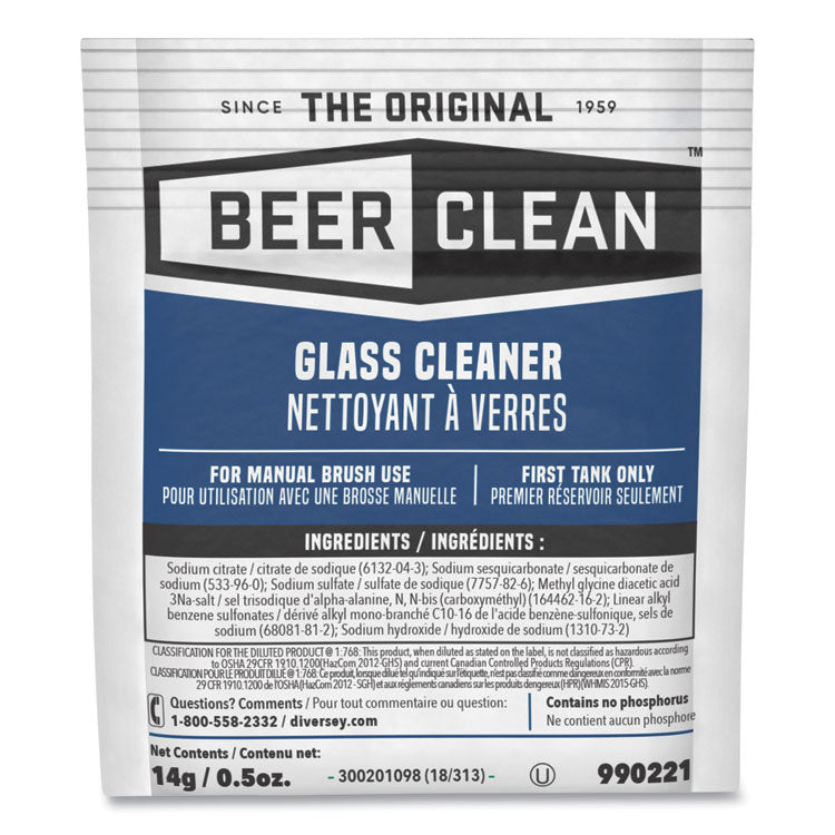 Beer Clean Glass Cleaner, Powder, 0.5 oz. Packet, 100/Carton