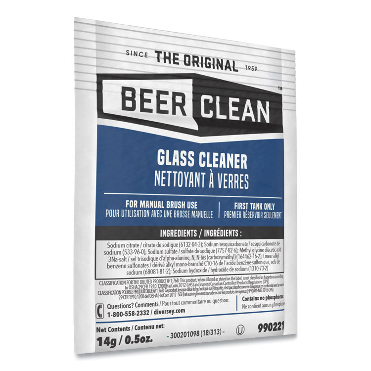 Beer Clean Glass Cleaner, Powder, 0.5 oz. Packet, 100/Carton