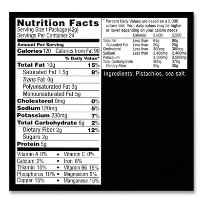 Roasted and Salted Pistachios, 1.5 oz Bag, 24/Pack