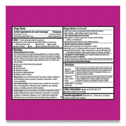 Extra Strength Sore Throat and Cough Lozenges, Mixed Berry, 16/Pack, 24 Packs/Carton