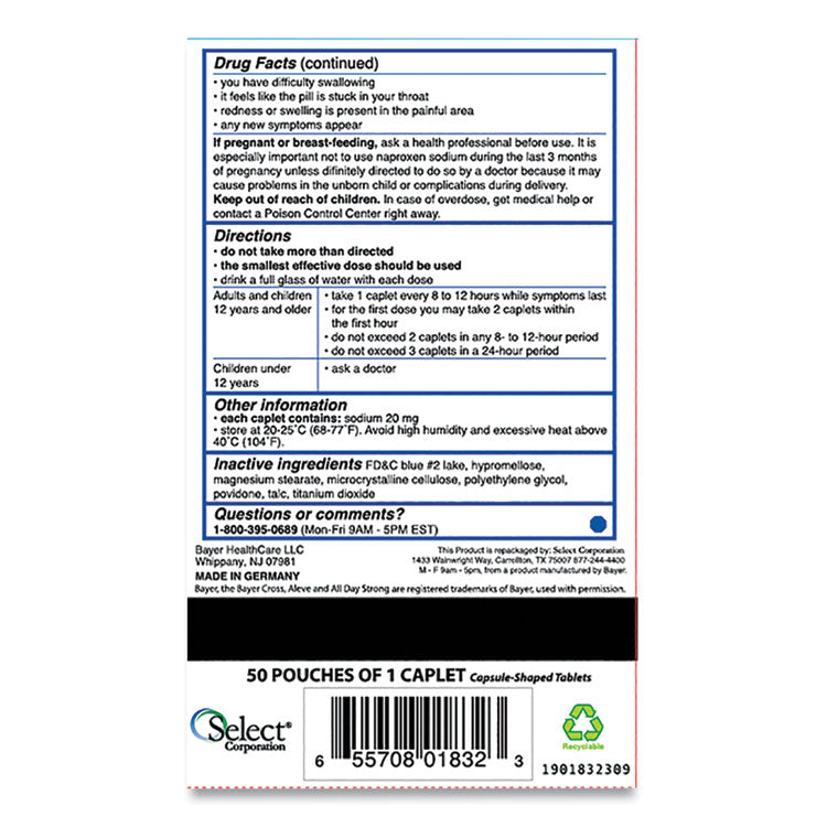Pain Reliever Tablets, 50 Packs/Box