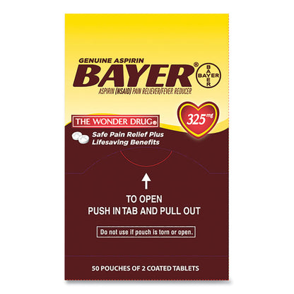 Aspirin Tablets, Two-Pack, 50 Packs/Box