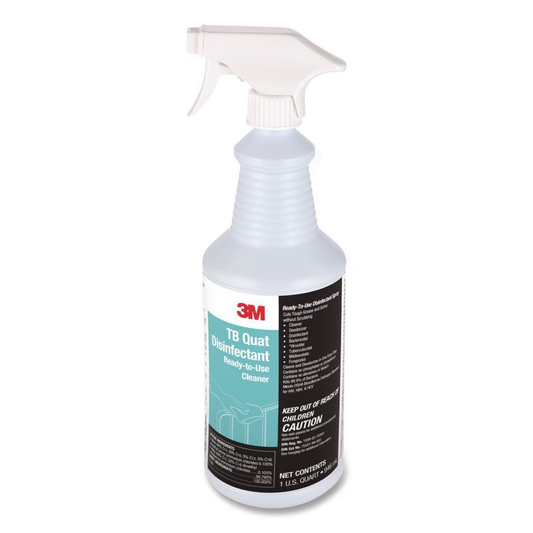 TB Quat Disinfectant Ready-to-Use Cleaner, Fresh Scent, 32 oz Bottle, 12 Bottles and 2 Spray Triggers/Carton