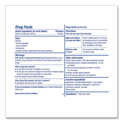 Over the Counter Antacid Medications for First Aid Cabinet, 2 Tablets/Packet, 125 Packets/Box