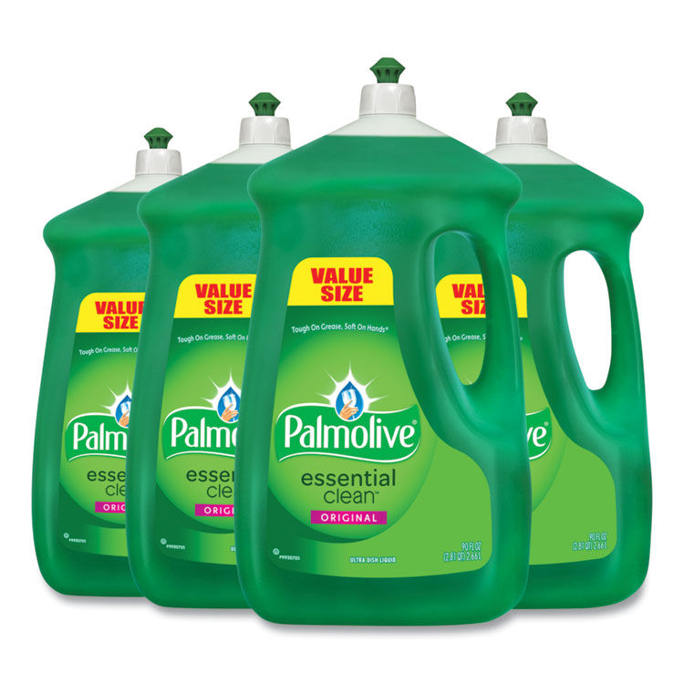 Dish Soap Liquid, Original Scent, Green, 90 oz Bottle, 4/Carton