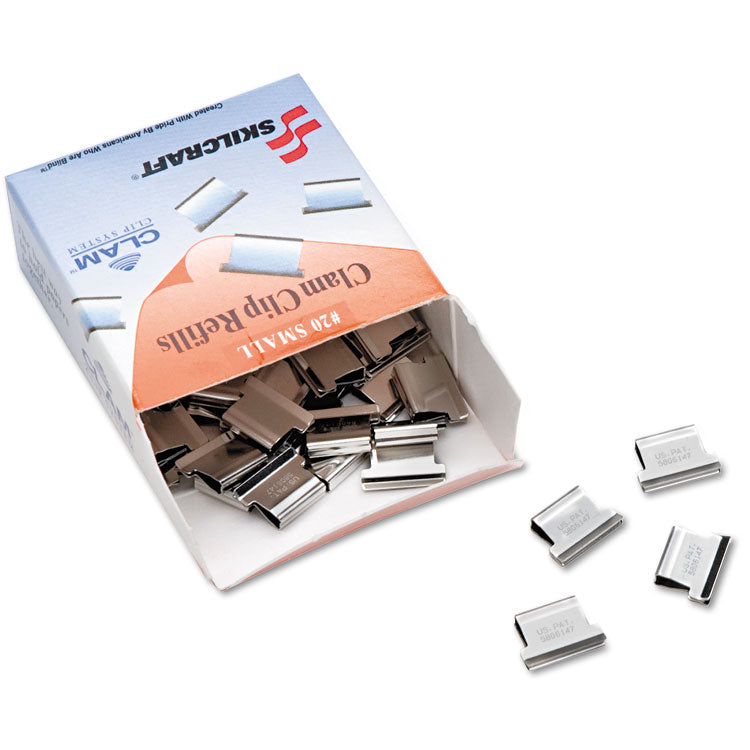 7510013926512, SKILCRAFT Clam Clip Refill, Small, Silver, 50/Box