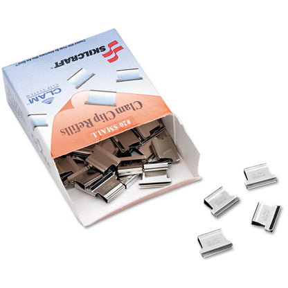 7510013926512, SKILCRAFT Clam Clip Refill, Small, Silver, 50/Box