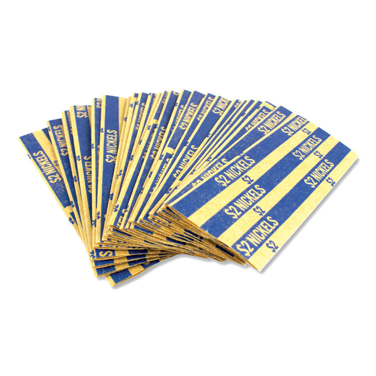 Flat Tubular Coin Wrap, Nickels, Blue/White, 1,000/Box