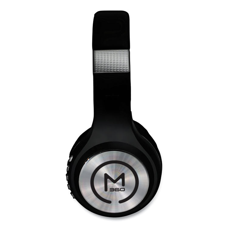 SERENITY Stereo Wireless Headphones with Microphone, 3 ft Cord, Black/Silver