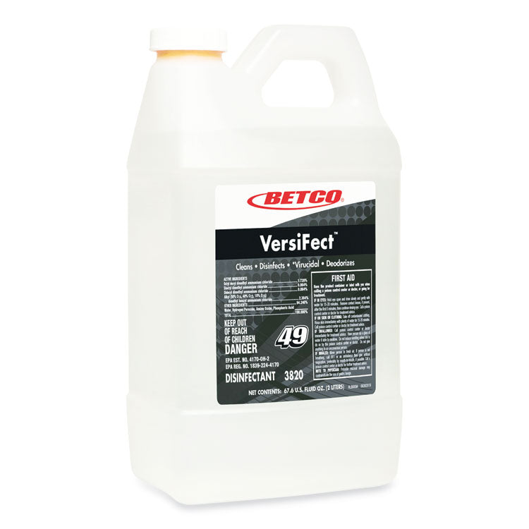 VersiFect FastDraw Cleaner Disinfectant, Fresh Scent, 2 L Bottle, 4/Carton