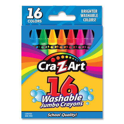 Washable Jumbo Crayons, Jumbo Size, 16 Assorted Colors, 16/Pack