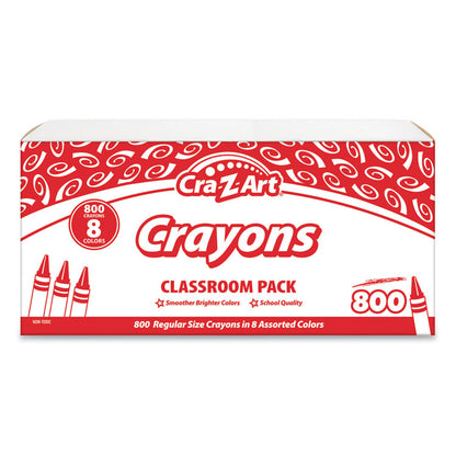 Crayons Classpack with Compartmentalized Storage Box, Regular Size, 8 Assorted Colors, 800/Pack