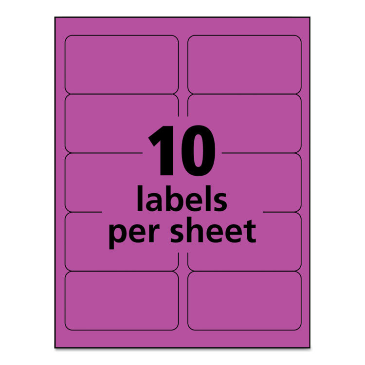 High-Visibility Permanent Laser ID Labels, 2 x 4, Neon Magenta, 1000/Box