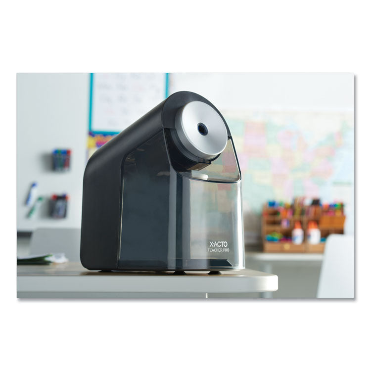 Model 1675 TeacherPro Classroom Electric Pencil Sharpener, AC-Powered, 4 x 7.5 x 8, Black/Silver/Smoke