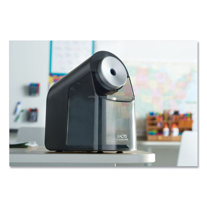 Model 1675 TeacherPro Classroom Electric Pencil Sharpener, AC-Powered, 4 x 7.5 x 8, Black/Silver/Smoke