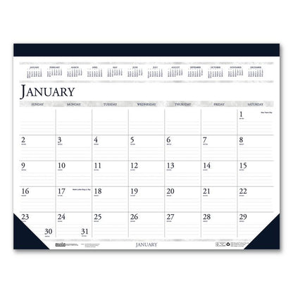Recycled Two-Color Monthly Desk Pad Calendar, 22 x 17, Perforated White/Blue/Gray Sheets, 12-Month (Jan-Dec): 2026
