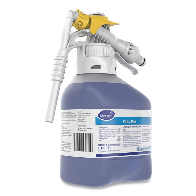 Virex Plus One-Step Disinfectant Cleaner and Deodorant, Unscented, 1.5 L Closed-Loop Plastic Bottle, 2/Carton