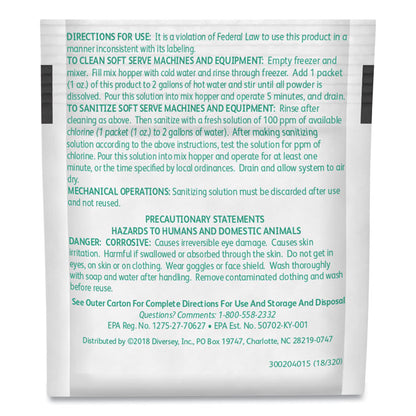 Sani Sure Soft Serve Sanitizer and Cleaner, Powder, 1 oz Packet, 100/Carton