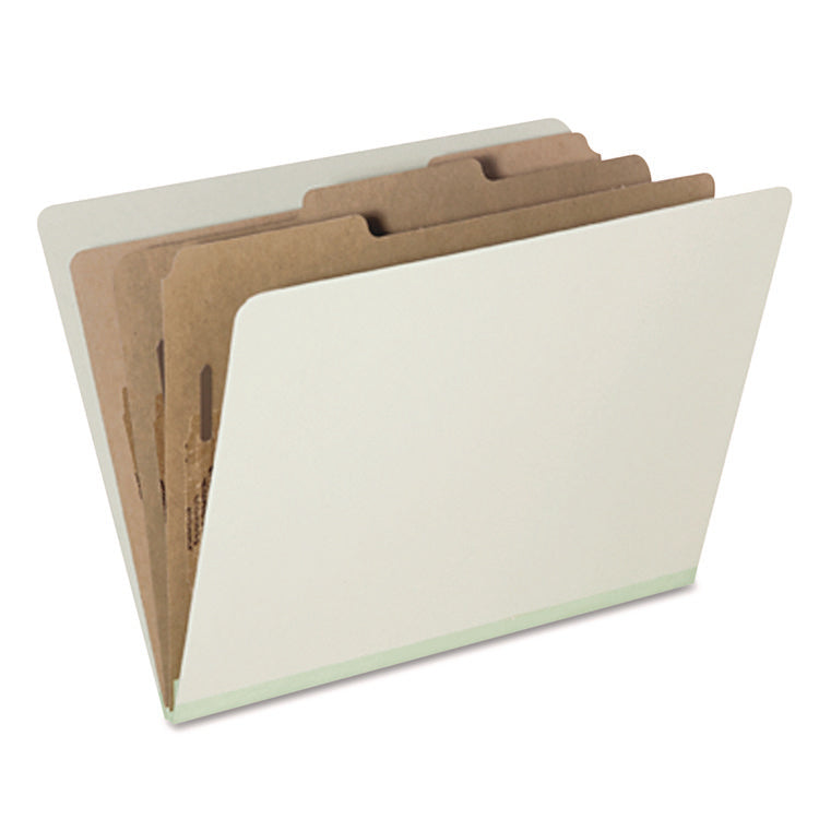 7530015726207, SKILCRAFT Classification Folder, Straight Tab, Expands 3", 3 Dividers, 8 Fasteners, Letter Size, Green, 10/PK