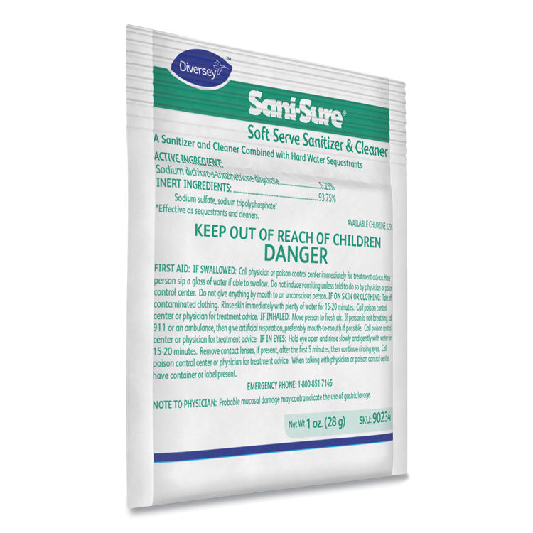 Sani Sure Soft Serve Sanitizer and Cleaner, Powder, 1 oz Packet, 100/Carton
