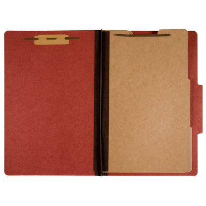 7530009908884, SKILCRAFT Classification Folder, 1/3-Cut Tab, Expands 2", 2 Dividers, 6 Fasteners, Letter Size, Earth Red
