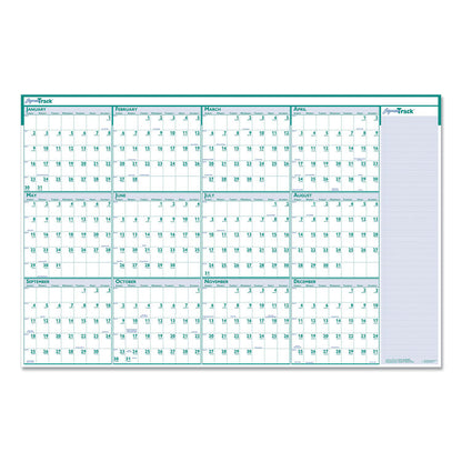 Express Track Recycled Reversible/Erasable Yearly Wall Calendar, 24 x 37, White/Teal Sheets, 12-Month (Jan to Dec): 2026