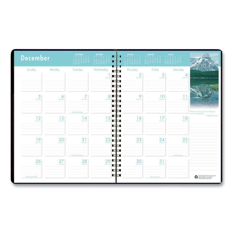 Earthscapes Recycled Ruled Monthly Planner, Landscapes Color Photos, 11 x 8.5, Black Cover, 14-Month: Dec 2025 to Jan 2027