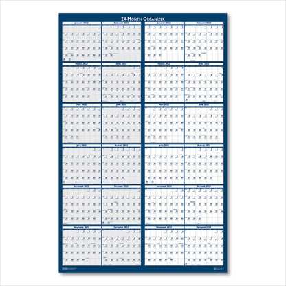 Reversible/Erasable Two-Year Wall Calendar, 24 x 37, Light Blue/Blue/White Sheets, 24-Month: Jan 2026 to Dec 2027
