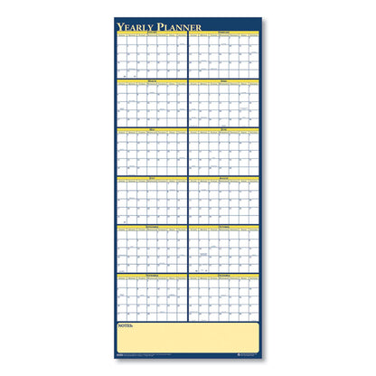 Recycled Reversible Yearly Wall Planner, 60 x 26, White/Blue/Yellow Sheets, 12-Month (Jan to Dec): 2026