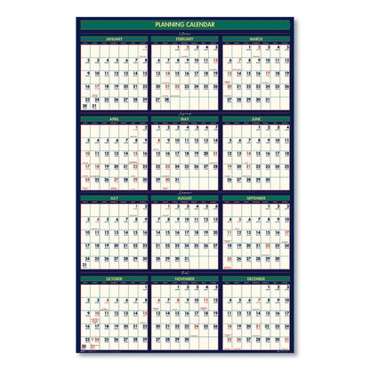 Four Seasons Business/Academic Recycled Wall Calendar, 24 x 37, 12-Month (July-June): 2025-2026, 12-Month (Jan to Dec): 2026