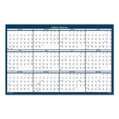 Recycled Poster Style Reversible/Erasable Yearly Wall Calendar, 32 x 48, White/Blue/Gray Sheets, 12-Month (Jan to Dec): 2026