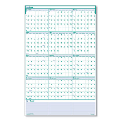 Express Track Recycled Reversible/Erasable Yearly Wall Calendar, 24 x 37, White/Teal Sheets, 12-Month (Jan to Dec): 2026