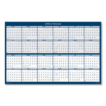 Reversible/Erasable Two-Year Wall Calendar, 24 x 37, Light Blue/Blue/White Sheets, 24-Month: Jan 2026 to Dec 2027