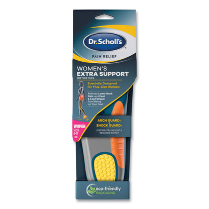 Pain Relief Extra Support Orthotic Insoles, Women, Women's Sizes 6 to 11, Gray/Blue/Orange/Yellow, Pair