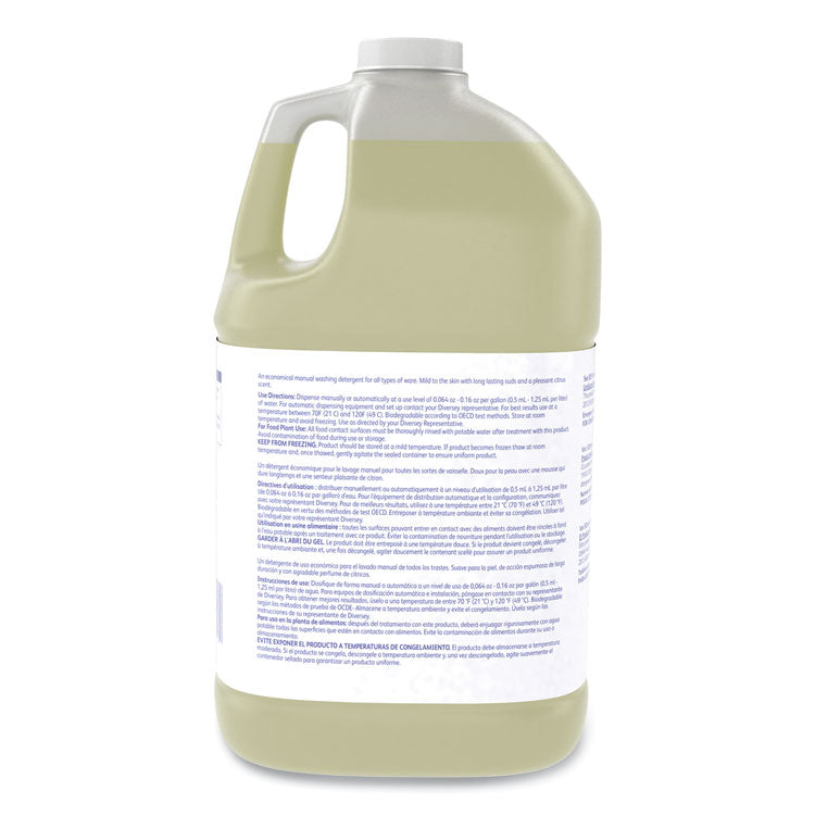 Suma Light D1.2 Hand Dishwashing Detergent, Citrus Scent, 1 gal Container, 4/Carton