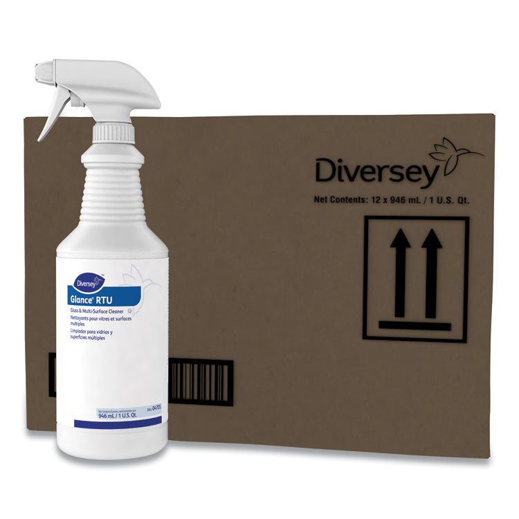 Glance Glass and Multi-Surface Cleaner, 12 Capped 32 oz Bottles and One Trigger Sprayer, 12/Carton