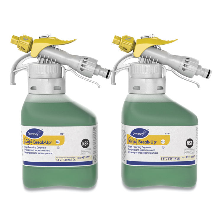 Suma Break-Up Heavy-Duty Foaming Grease-Release Cleaner, 1,500 mL Bottle, 2/Carton
